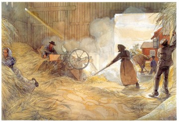 カール・ラーソン Painting - 脱穀 1906 年 カール・ラーション